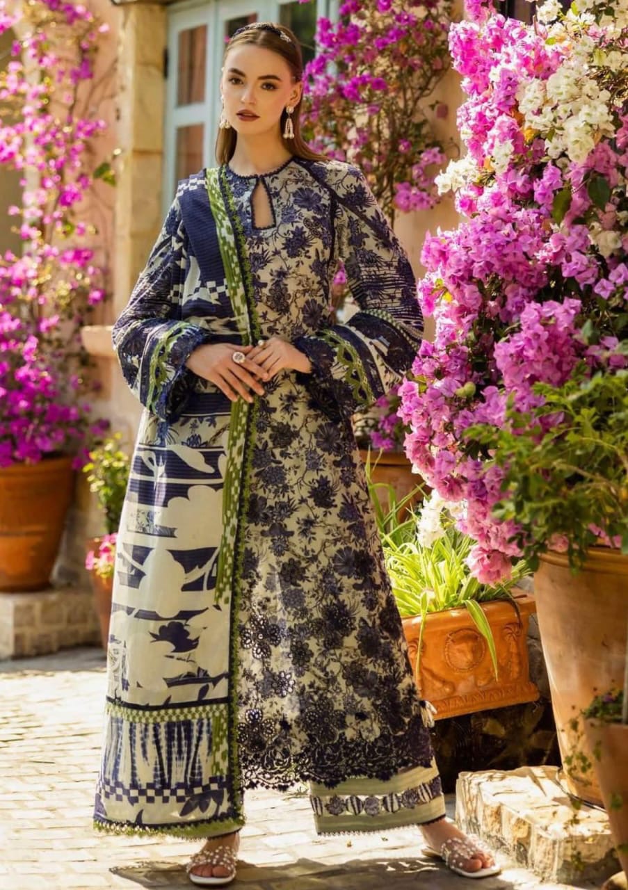ELAAF: Lawn and Chiffon embroided(unstitched) fabric