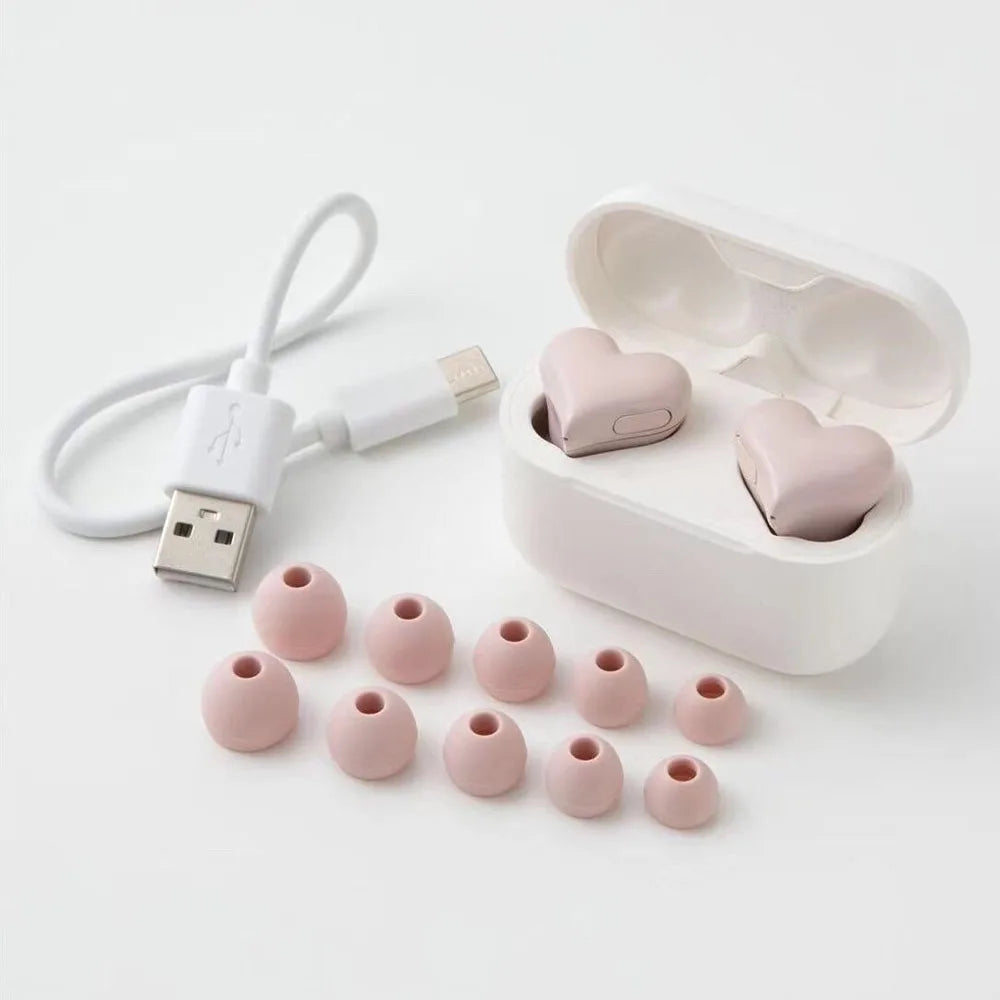 Heart-Shaped Wireless Bluetooth Earbuds – Cute Gift for Girls & Women | High-Quality Stereo Sound, Type-C Charging, 6-7 Hour Battery Life