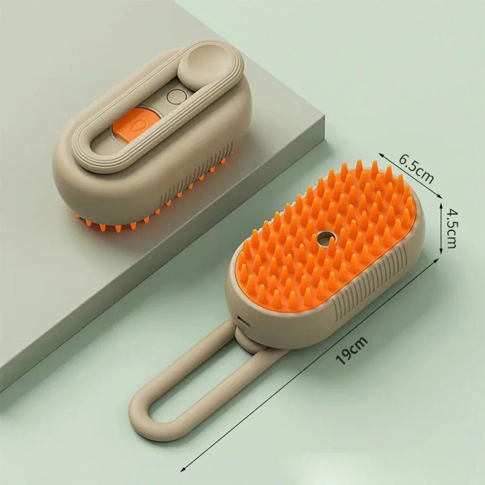 3-in-1 Electric Steam Pet Brush – Grooming, Hair Removal & Massage Comb for Cats and Dogs