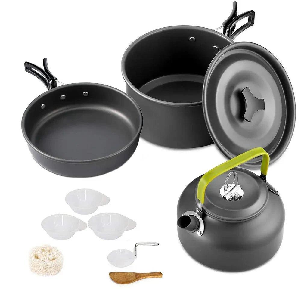 Camping Cookware Set – Lightweight Non-Stick Pots, Pan & Teapot