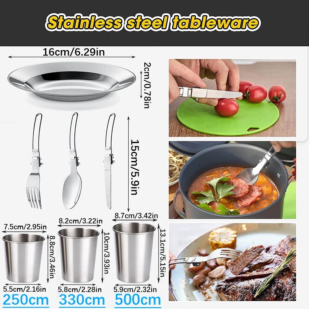 Camping Cookware Set – Lightweight Non-Stick Pots, Pan & Teapot