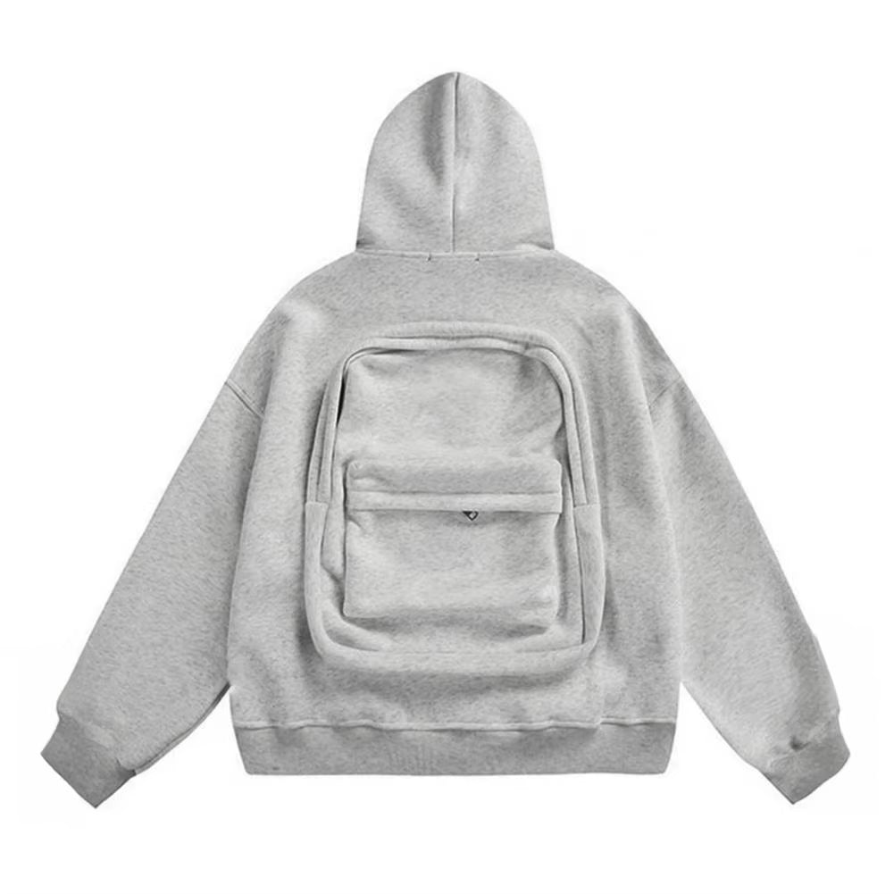 Men’s Casual Loose Hoodie with Integrated Backpack – Unique Spring/Autumn Outerwear