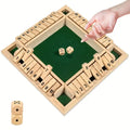 2-In-1 Wooden Dice Game Board, Family Party Fun Board Game, Multi-Color Chessboard Number Game