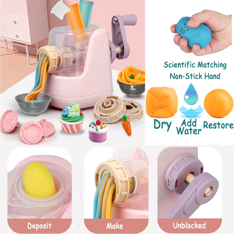  Colored Clay Noodle Machine – DIY Play Dough & Plasticine Mold Kit for Kids