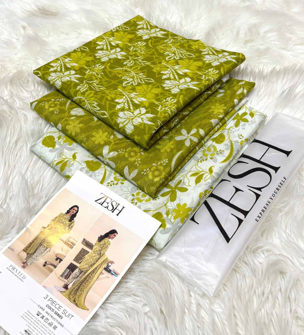 ZESH (Unstitched) 3 Piece Lawn Suit