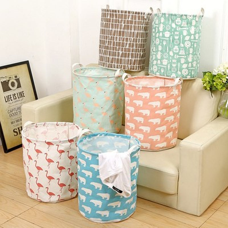Foldable Cotton & Linen Laundry Basket – Multi-Design Storage Bin