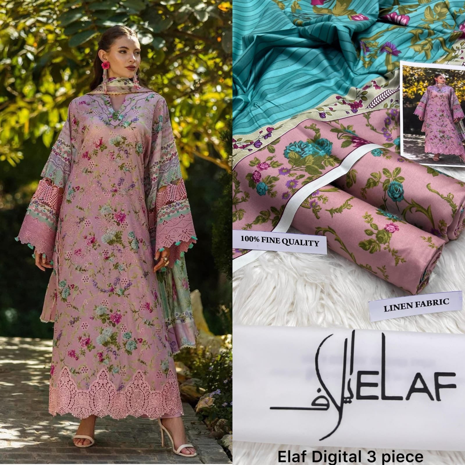 Elaf Linen Digital Print Volume – 3-Piece Printed Linen Suit (unstitched)
