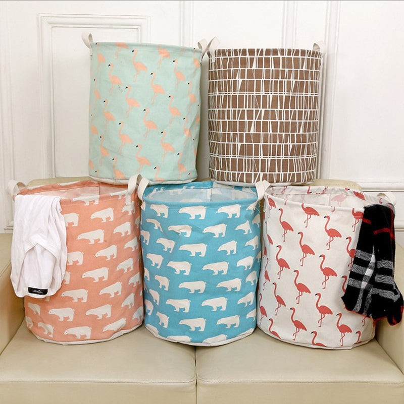 Foldable Cotton & Linen Laundry Basket – Multi-Design Storage Bin