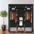 Portable Double-Rod Closet Wardrobe Organizer – Black Non-Woven Fabric