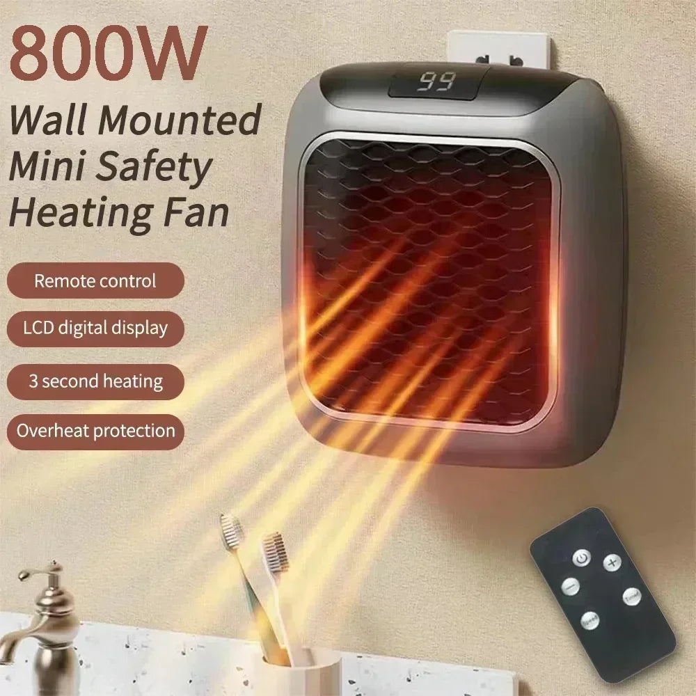 Portable Electric Heater with Remote | Fast Heating Fan for Bathroom & Bedroom | EU Plug