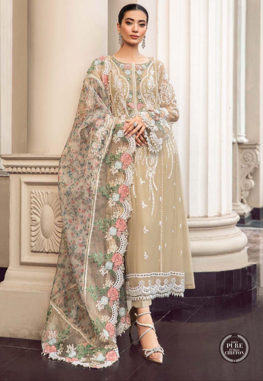 Maria B Chiffon 3PC Designer Suit (unstitched)