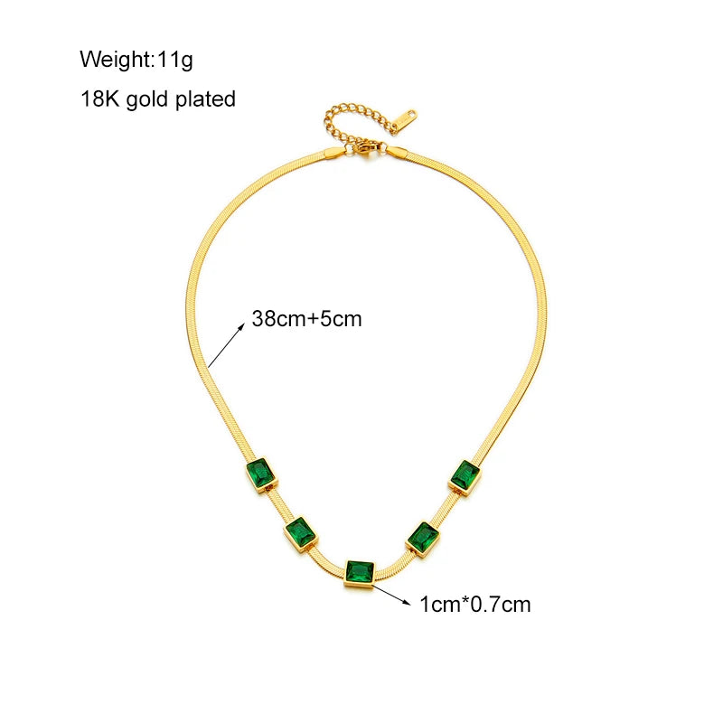 Stainless Steel Gold Color Crystal Necklace Jewellery for Women 