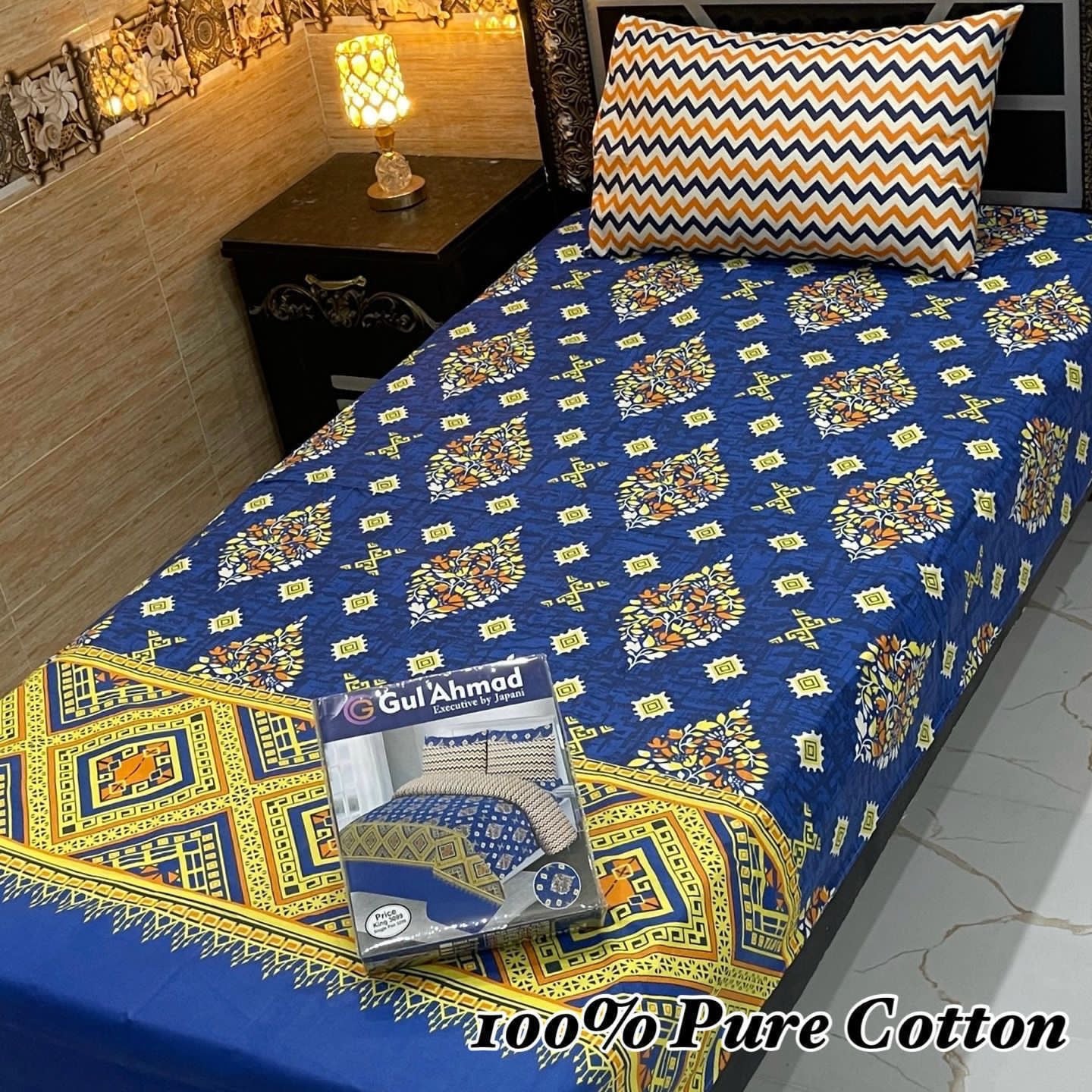 Gul Ahmed 100% pure cotton Bed Sheets - 2 Piece