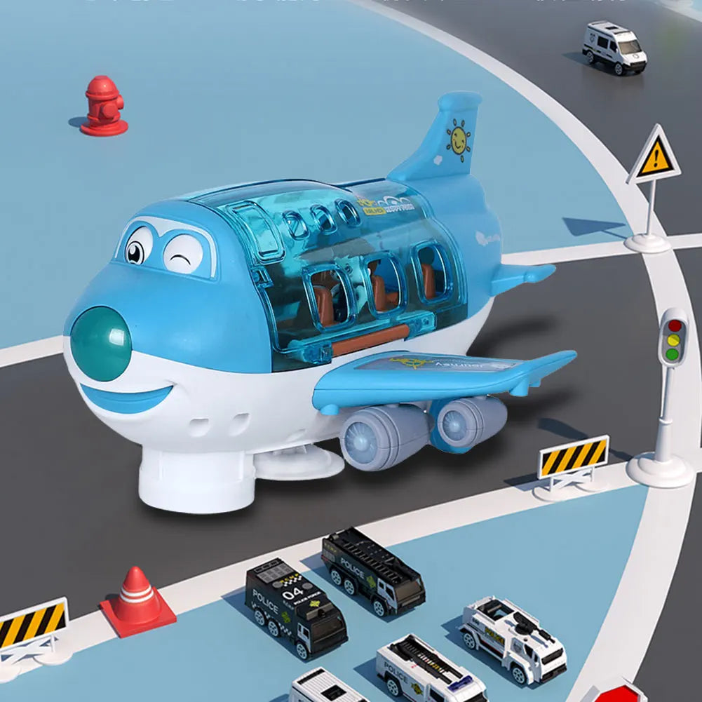 Electric Kid Transformation Aircraft Toys Car Deformation Plane Model Music Simulation Boy Children Traffic Toy Christmas Gifts