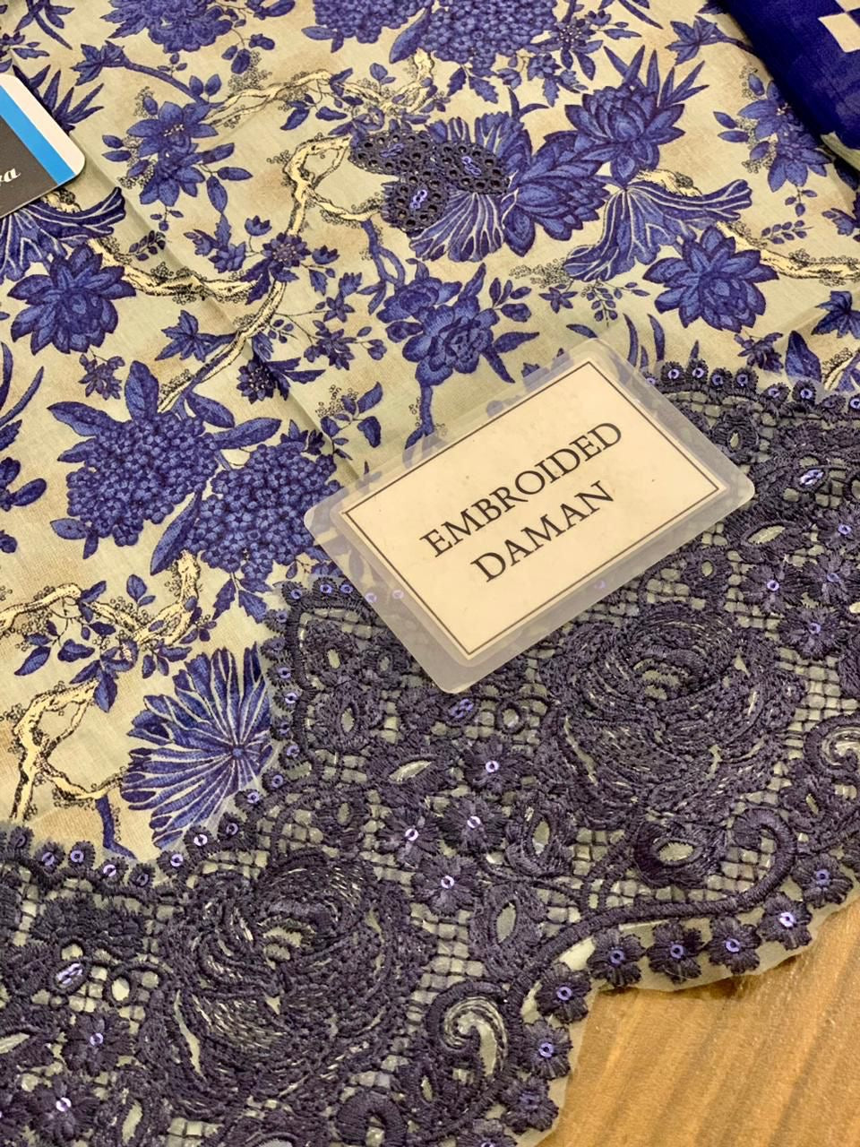 ELAAF: Lawn and Chiffon embroided(unstitched) fabric