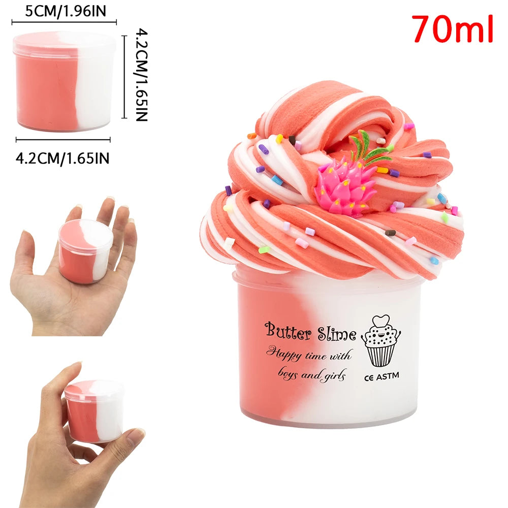 Butter Fluffy Slime Kit 70ml – Fruit Ice Cream Scented DIY Soft Sludge Clay Toy 