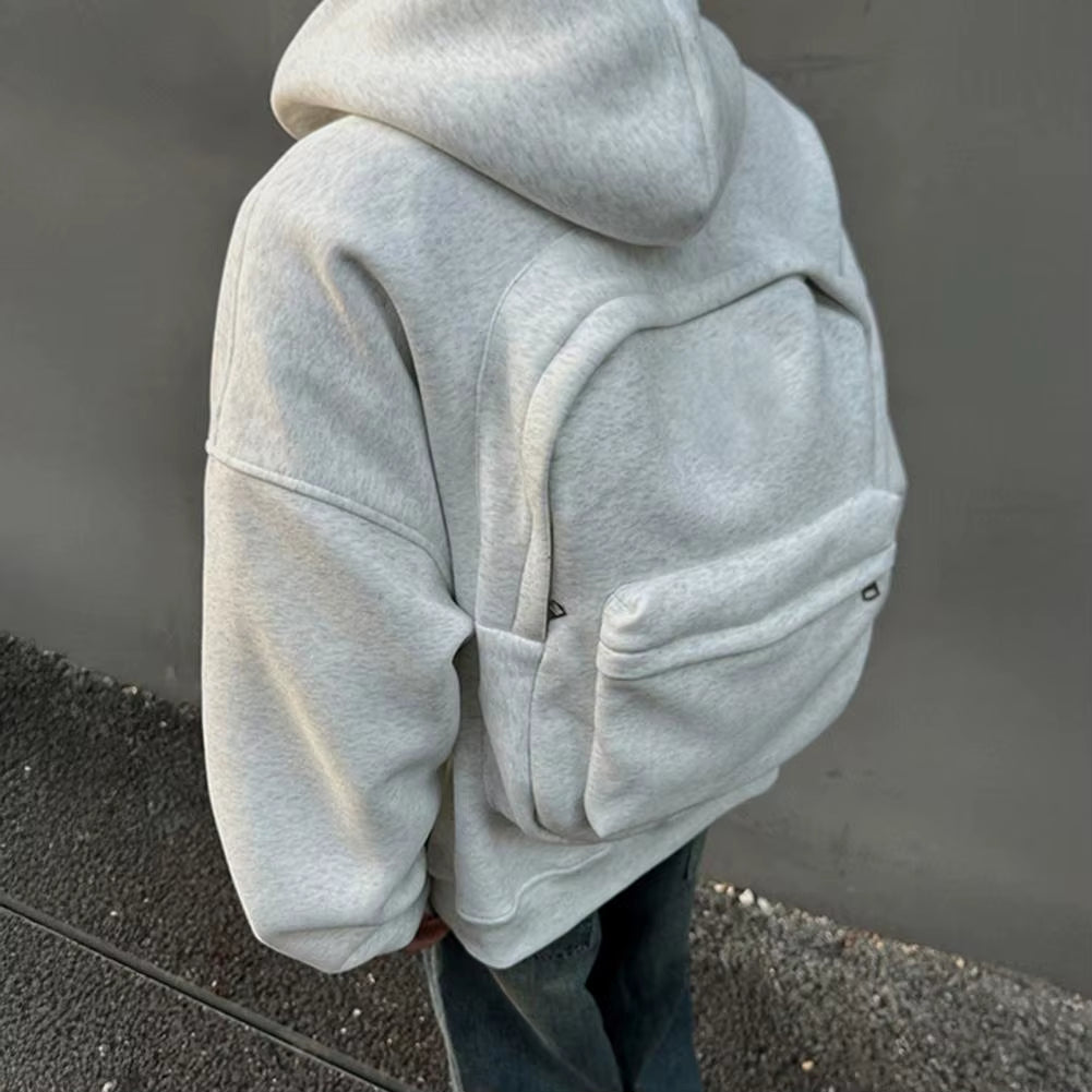 Men’s Casual Loose Hoodie with Integrated Backpack – Unique Spring/Autumn Outerwear