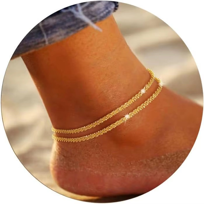 Ankle Bracelets for Women  Adjustable 14K Gold Plated