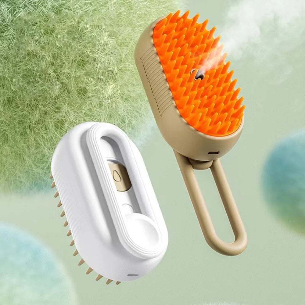 3-in-1 Electric Steam Pet Brush – Grooming, Hair Removal & Massage Comb for Cats and Dogs
