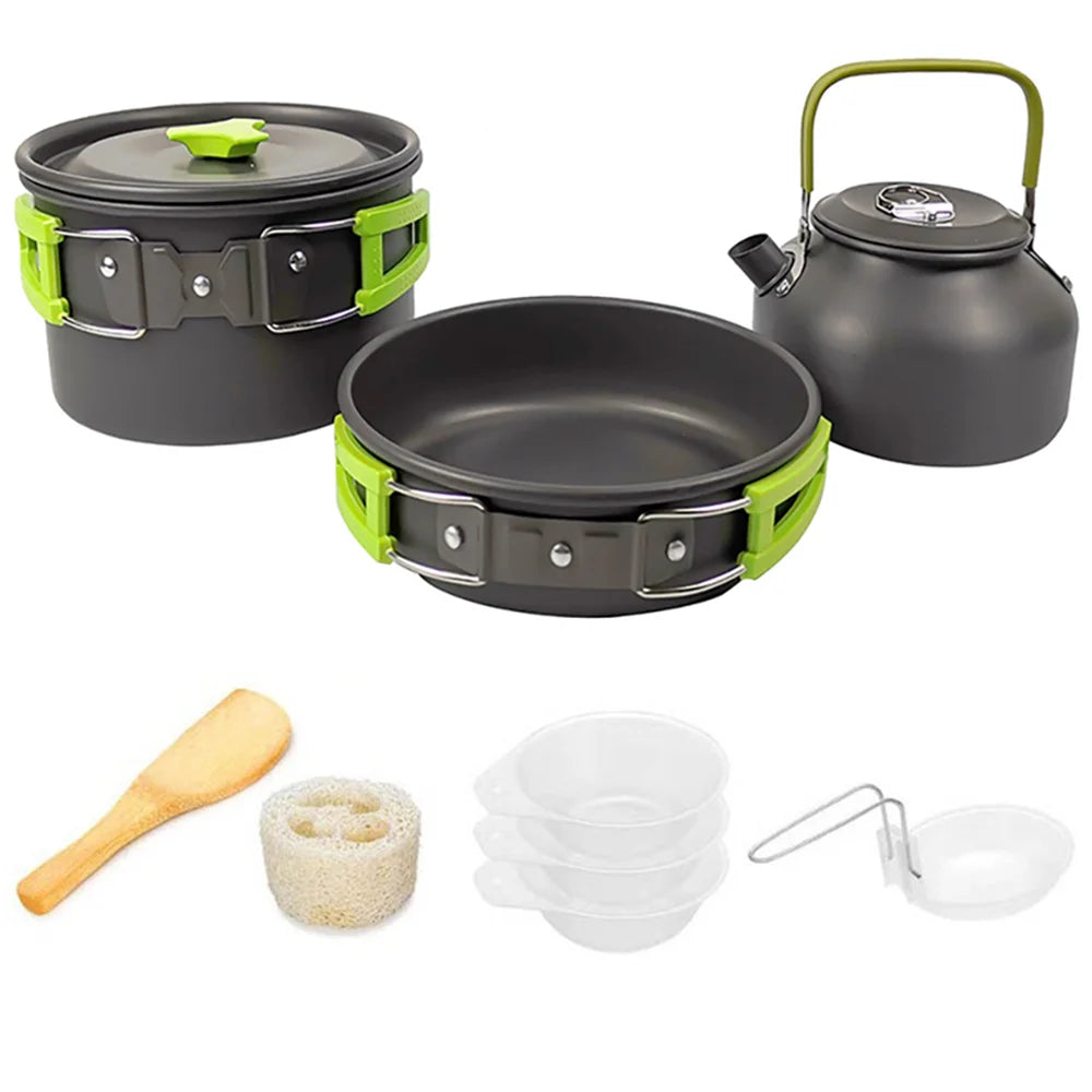 Camping Cookware Set – Lightweight Non-Stick Pots, Pan & Teapot
