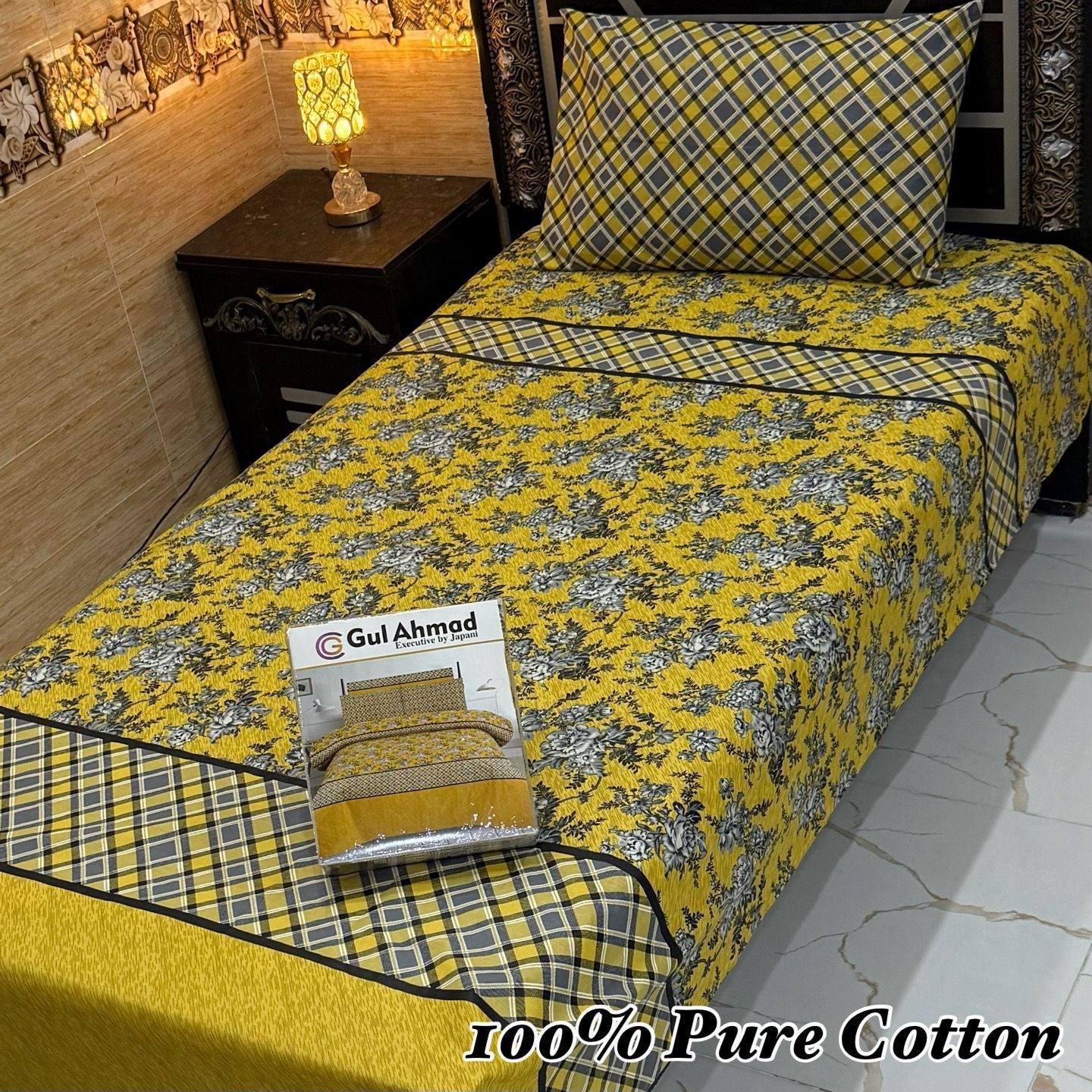 Gul Ahmed 100% pure cotton Bed Sheets - 2 Piece