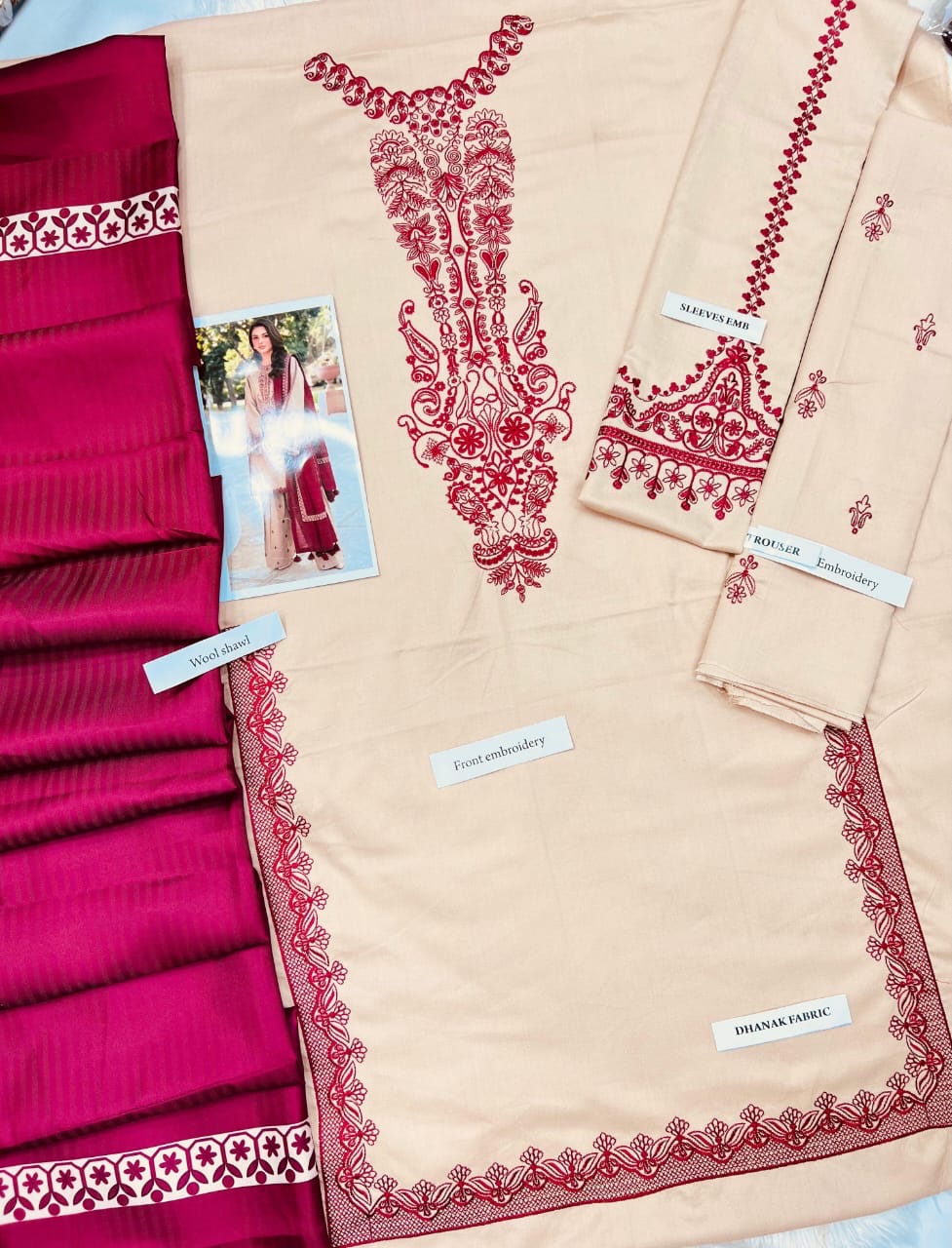 KHAADI PREMIUM DHANAK 3pc unstitched suit