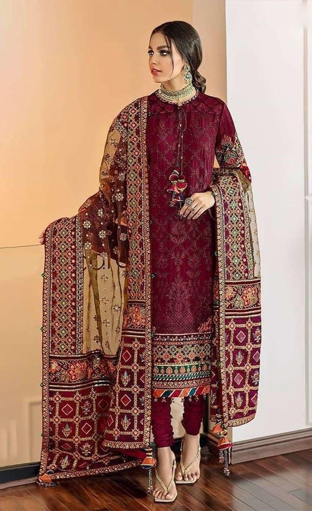 Baroque Embroidered Organza 3PC (unstitched)
