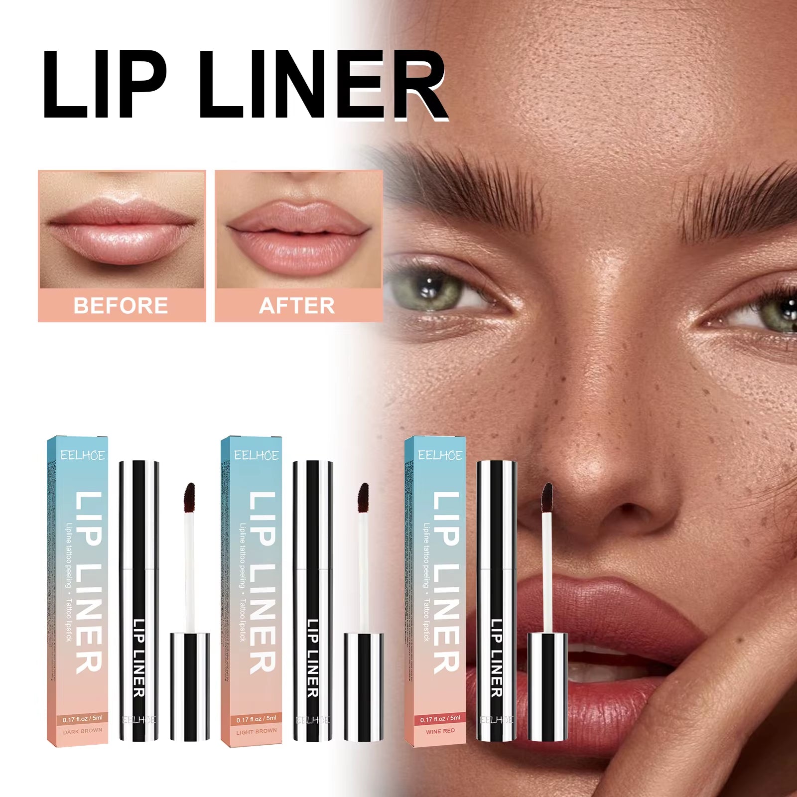 Peel-Off Lip Liner Tattoo – Waterproof Matte Tint (3 Colors)