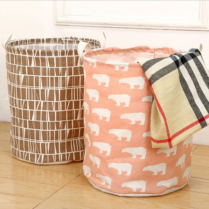 Foldable Cotton & Linen Laundry Basket – Multi-Design Storage Bin