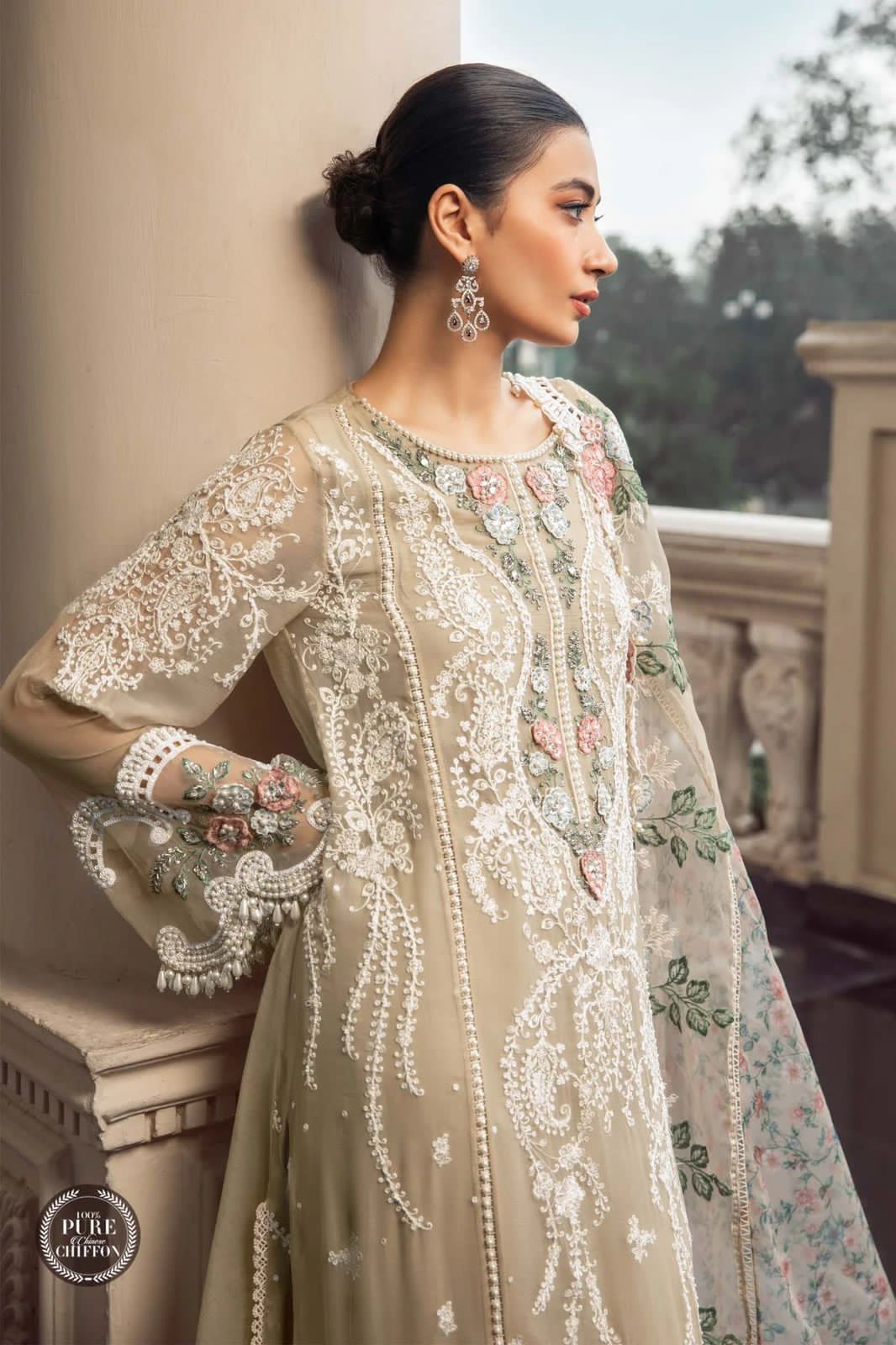 Maria B Chiffon 3PC Designer Suit (unstitched)