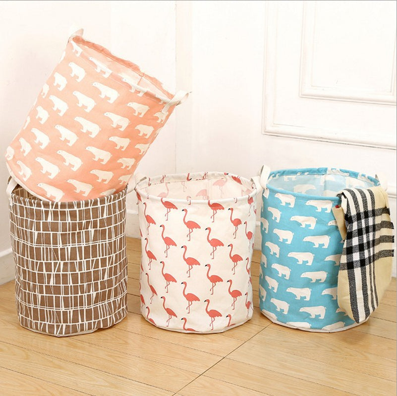 Foldable Cotton & Linen Laundry Basket – Multi-Design Storage Bin