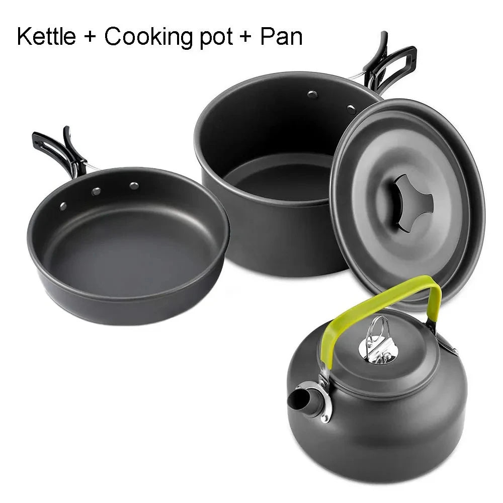 Camping Cookware Set – Lightweight Non-Stick Pots, Pan & Teapot