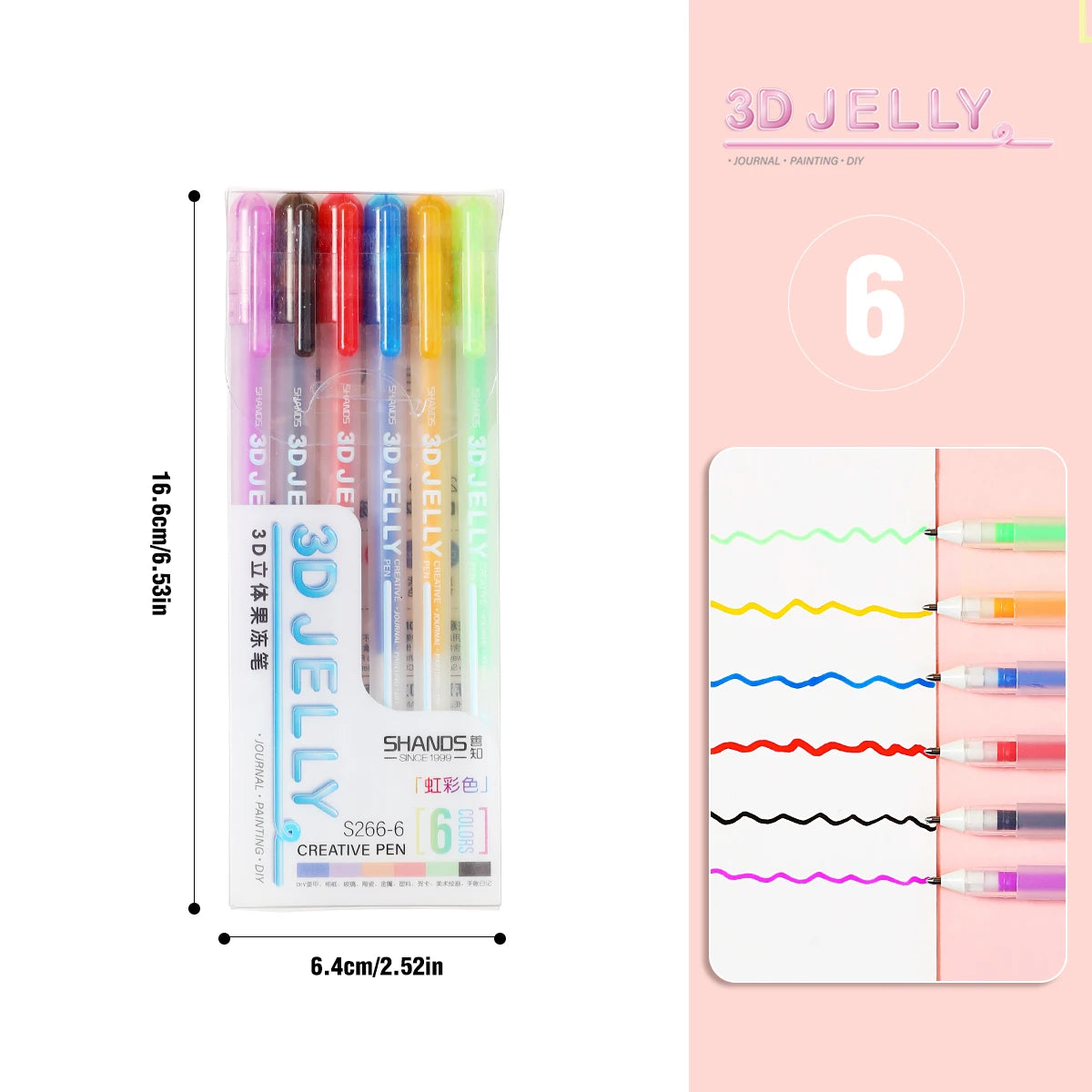Kids’ 3D Jelly Highlighter Pen Set (6/12Pcs) – Perfect for Drawing, Journals & DIY Fun