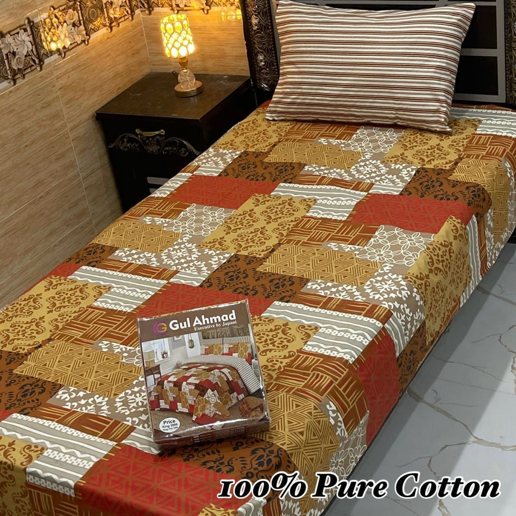 Gul Ahmed 100% pure cotton Bed Sheets - 2 Piece