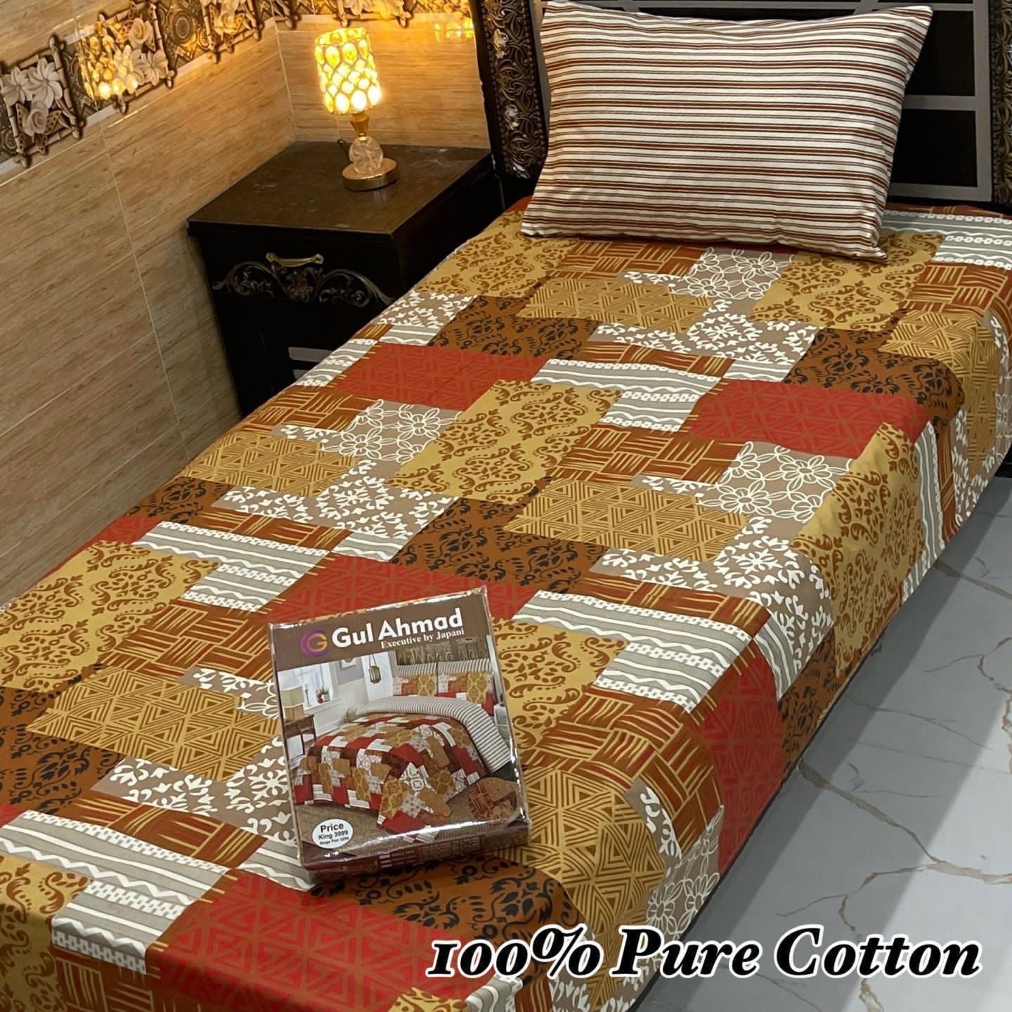 Gul Ahmed 100% pure cotton Bed Sheets - 2 Piece