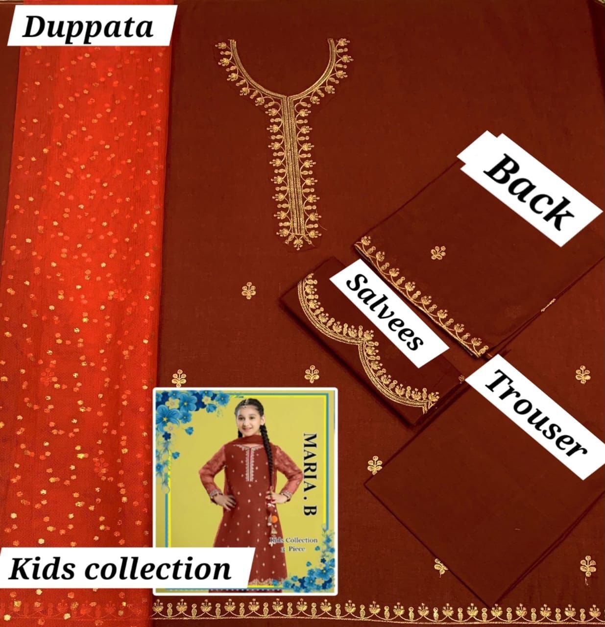 Maria .B (Unstitched) 3 piece kids collections 5-10 years