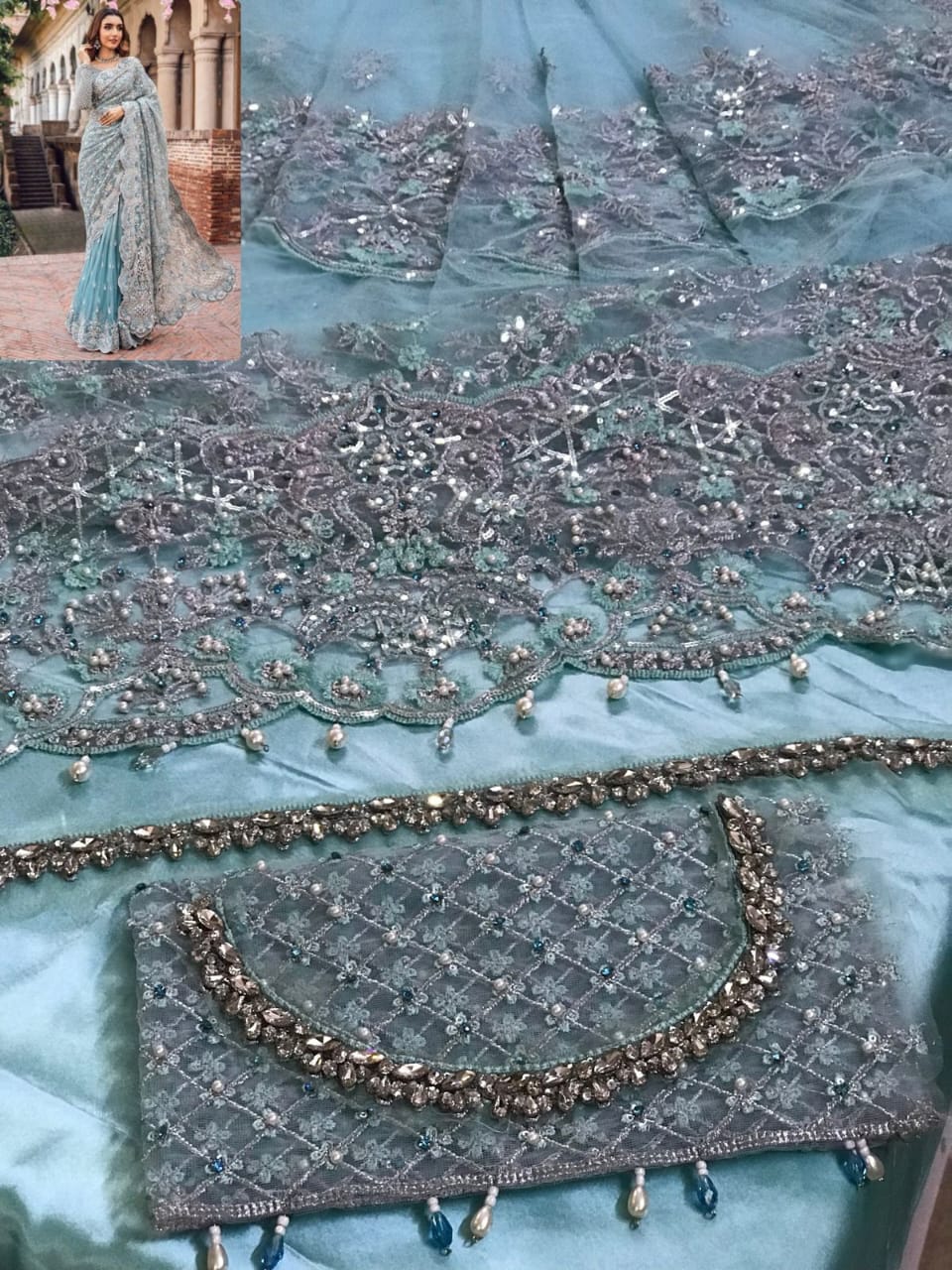 Maria B Design Mabel Net Embroidered Saree with Embellishments (unstitched)