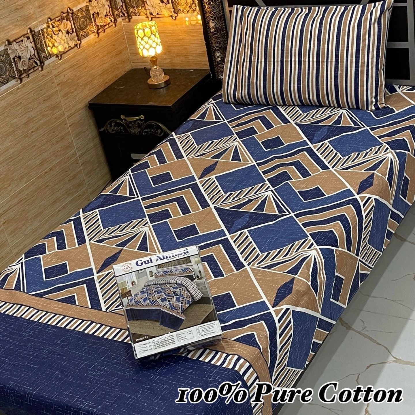 Gul Ahmed 100% pure cotton Bed Sheets - 2 Piece