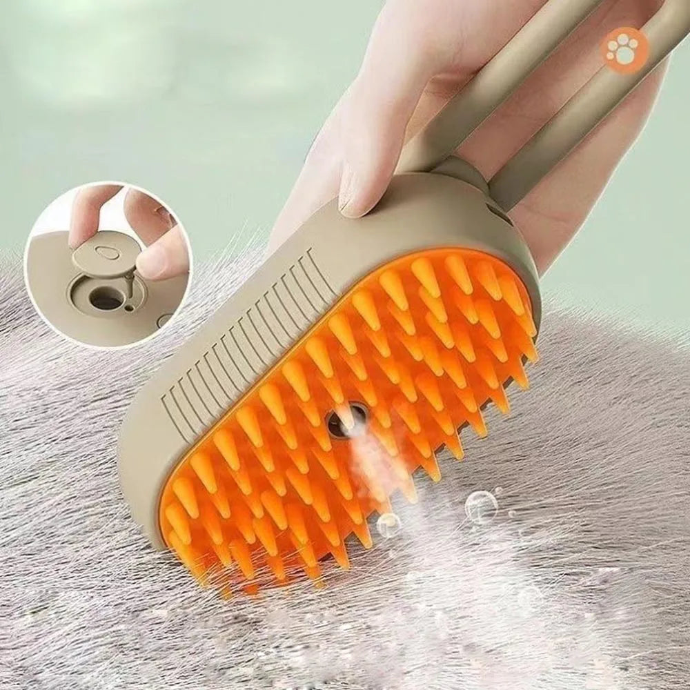 3-in-1 Electric Steam Pet Brush – Grooming, Hair Removal & Massage Comb for Cats and Dogs