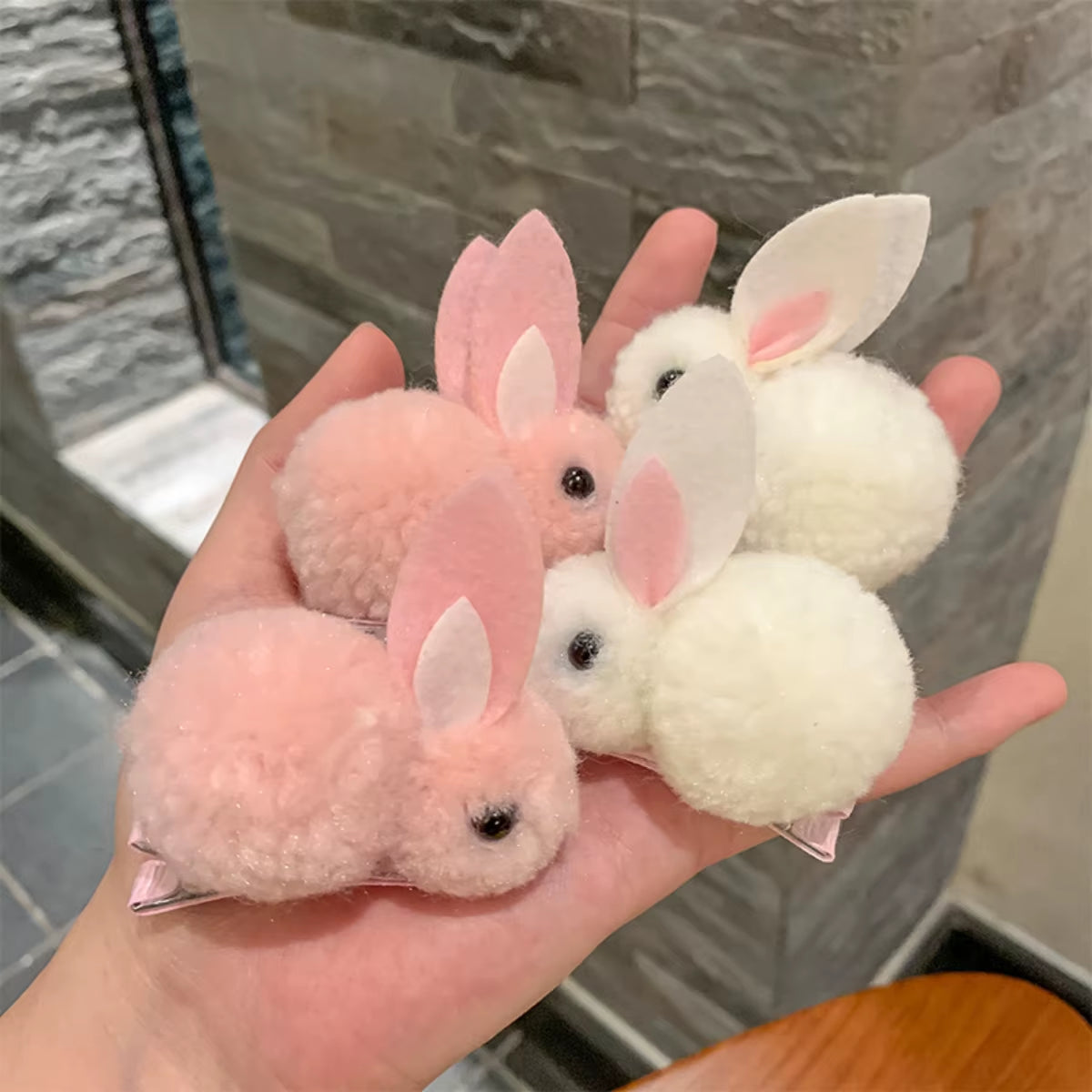 Pink Bunny Paw Hair Clips – Cute Hair Accessories for Girls & Ladies