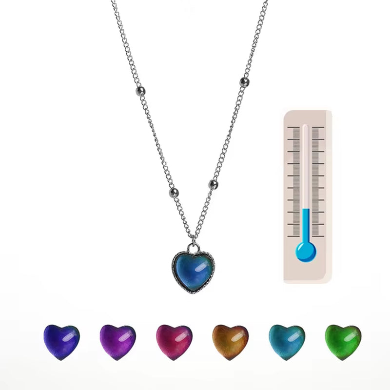 Color-Changing Heart Locket Necklace – Temperature Control Photo Pendant