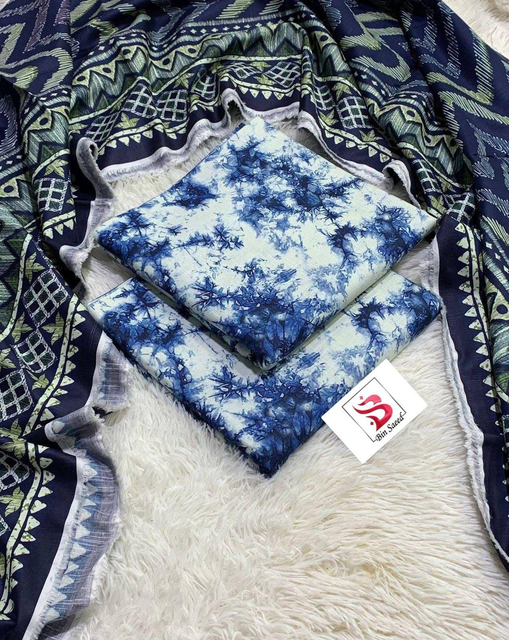 Bin Saeed Printed Khaddar 3-Piece Suit – Winter Collection (unstitched)