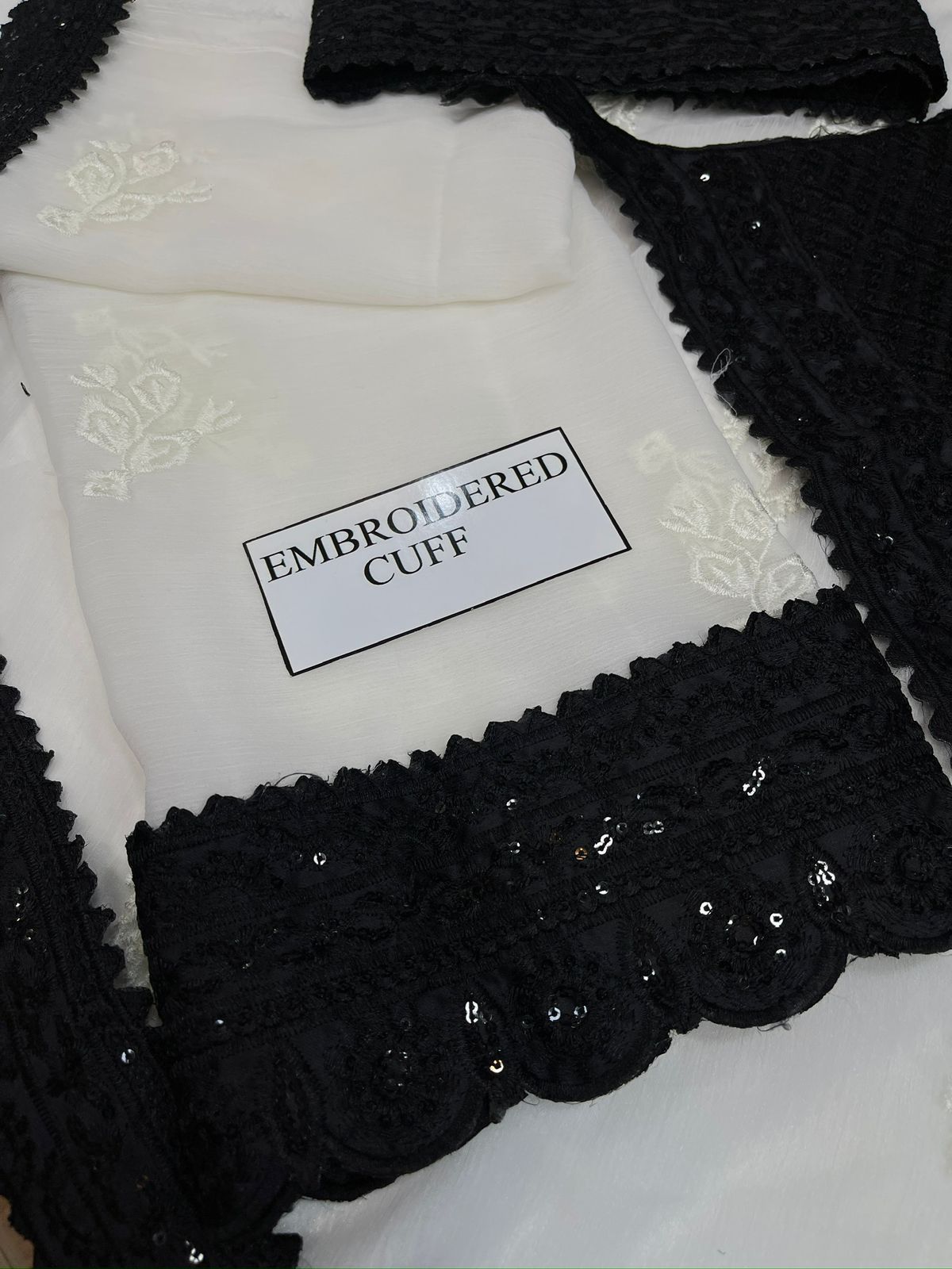 Asim Jofa Unstitched Replica Chiffon Suit with Malai Trouser (unstitched) Black