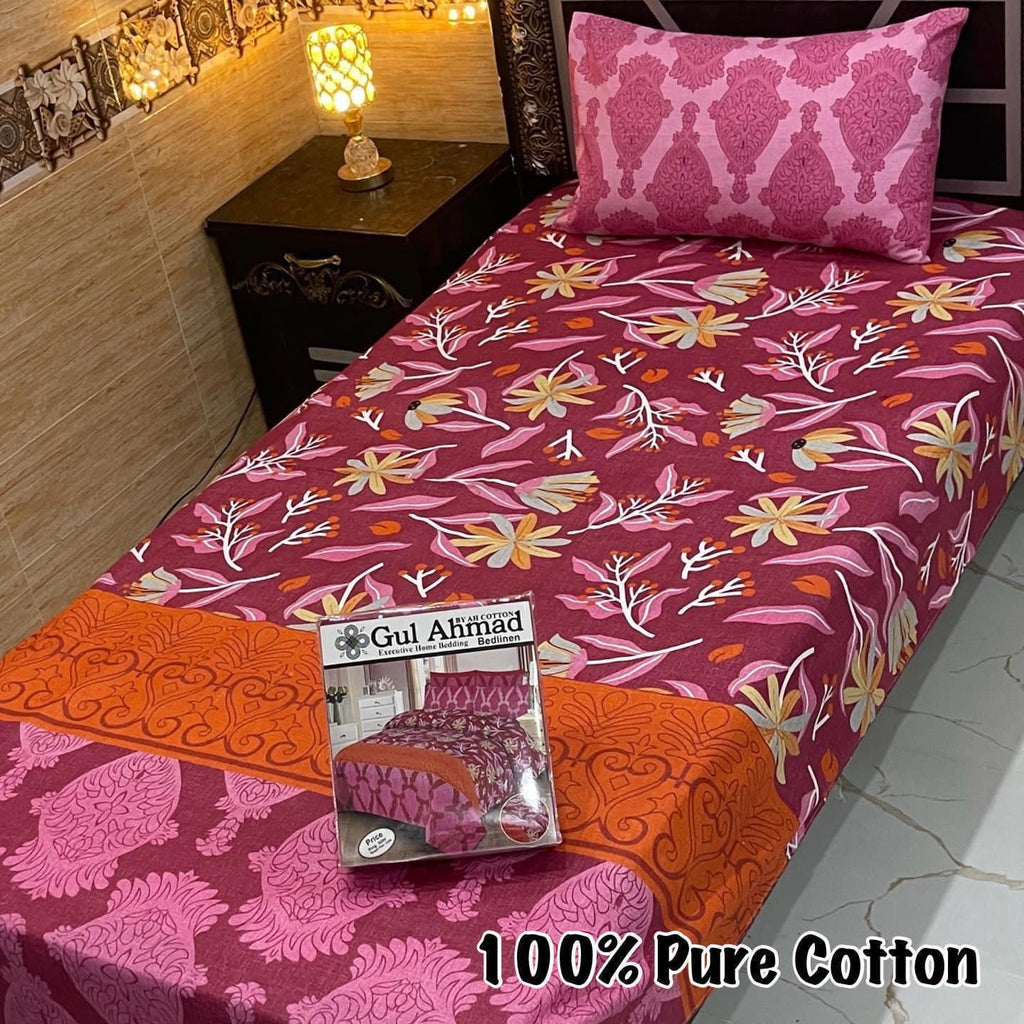Gul Ahmed 100% pure cotton Bed Sheets - 2 Piece