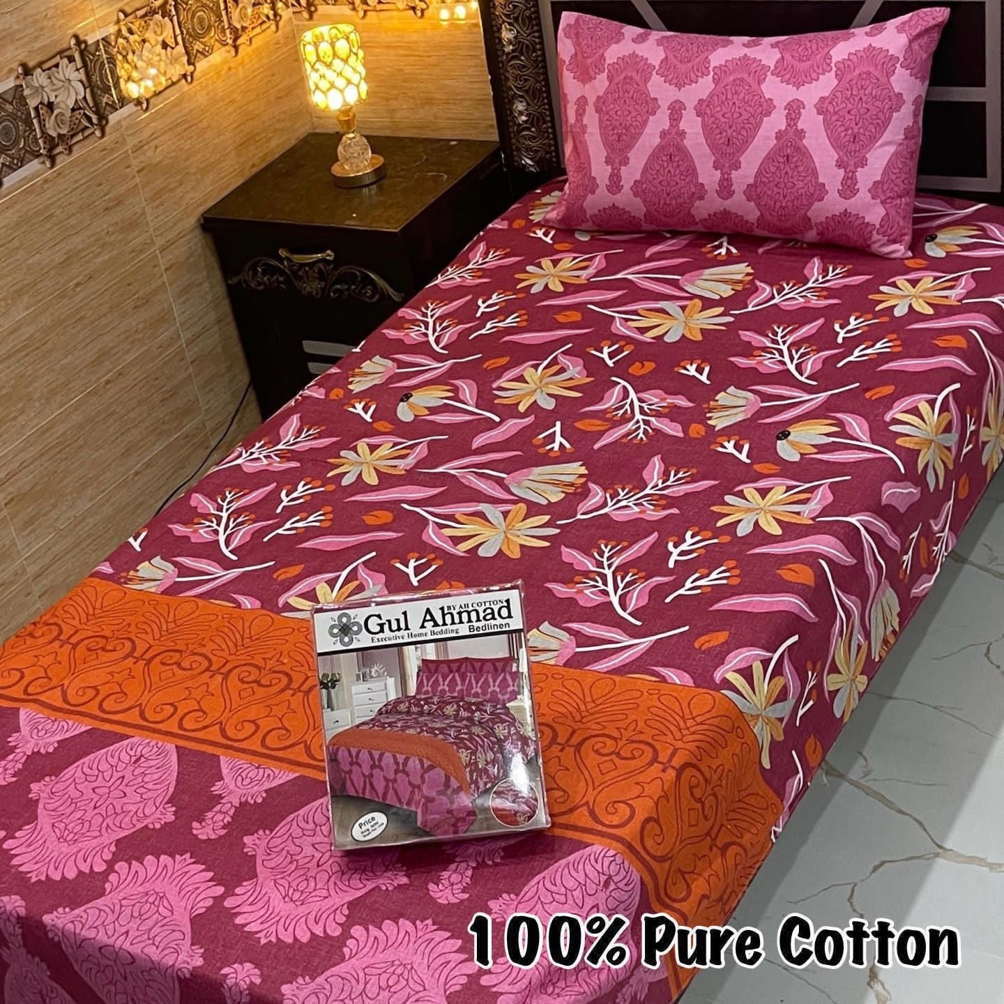 Gul Ahmed 100% pure cotton Bed Sheets - 2 Piece