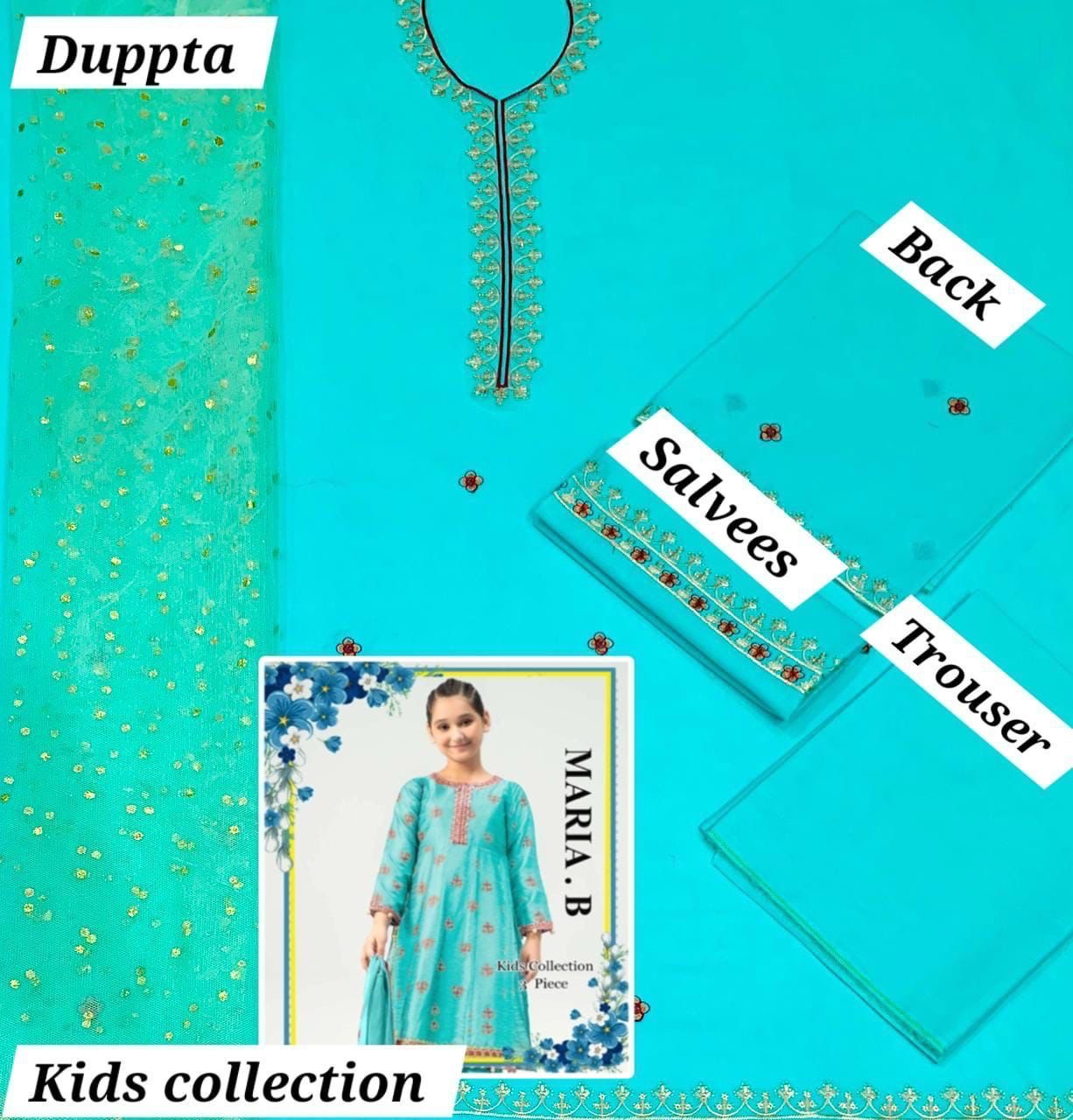 Maria .B (Unstitched) 3 piece kids collections 5-10 years