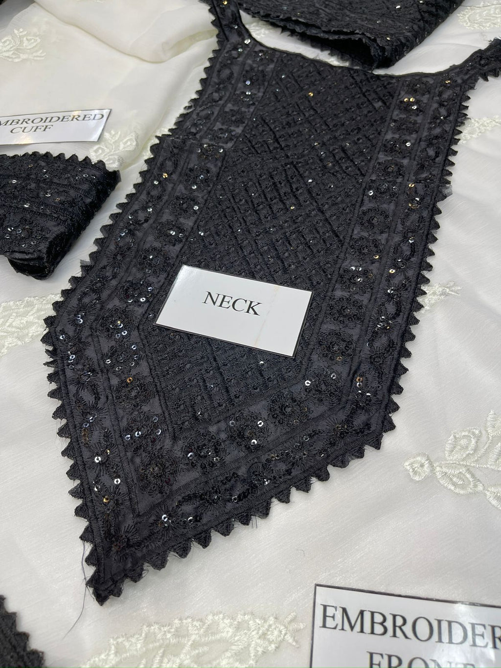 Asim Jofa Unstitched Replica Chiffon Suit with Malai Trouser (unstitched) Black