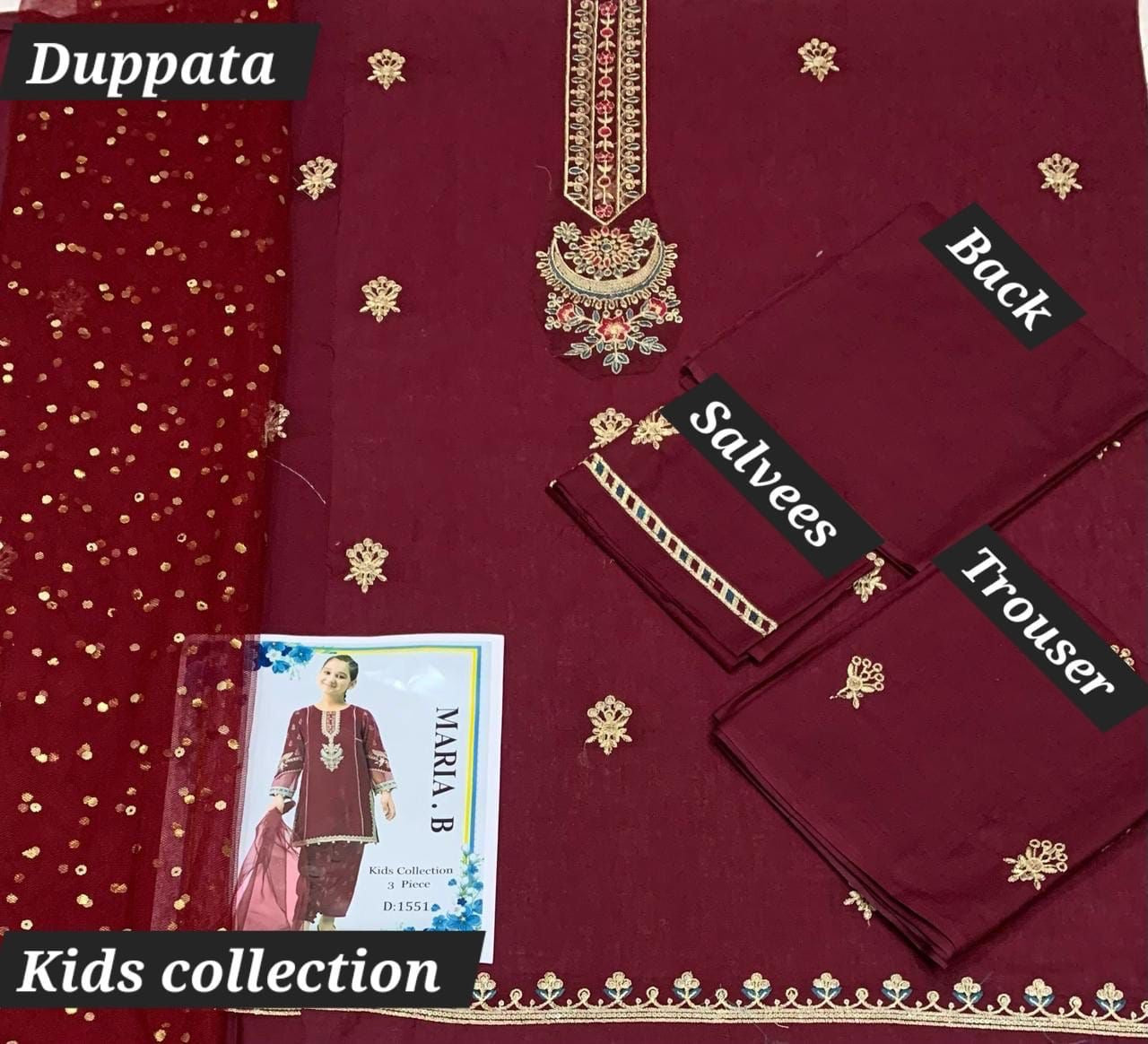 Maria .B (Unstitched) 3 piece kids collections 5-10 years