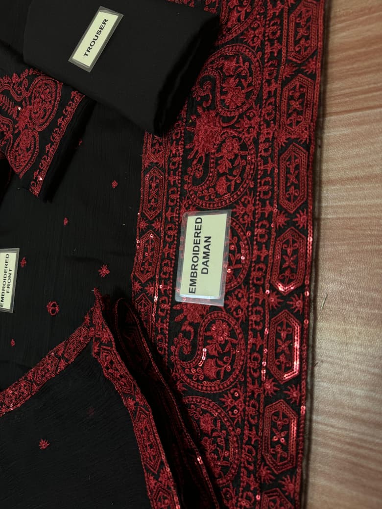 Baroque Unstitched Replica Chiffon Suit with Malai Trouser (unstitched)