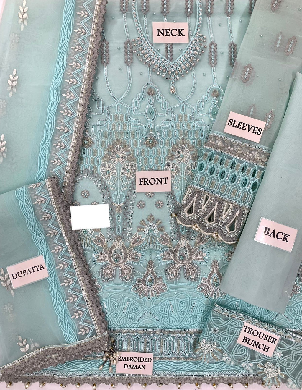 Flossie Festive Organza Embroidered Suit (unstitched)
